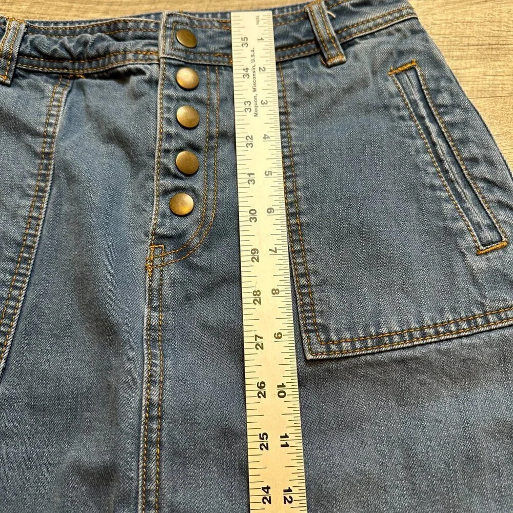 Free People Denim Jean Short Skirt Button Up Mini Pockets Blue Women's Size 25 - Picture 5 of 7